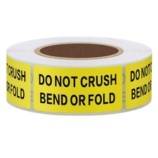 Hybsk 1x2 inch DO NOT Crush Bend OR FOLD Warning Shipping 1 Roll, White
