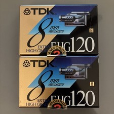 TDK E-HG120 Extra High Grade 120 8mm Blank Video Camcorder Cassettes - Lot of 2