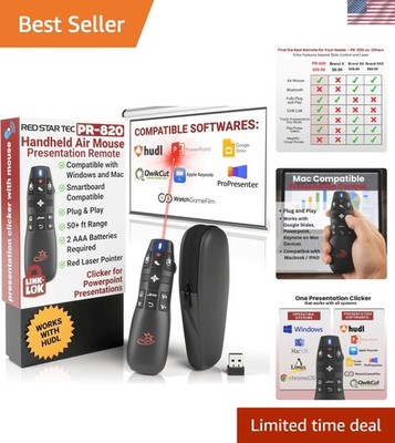 PR-820 Wireless Presentation Clicker RF Laser Pointer for Mac Windows