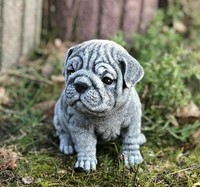 Frostfeste Steinfigur Bulldogge Welpe Gartenfigur Steinguss Hund 16 Cm Stein