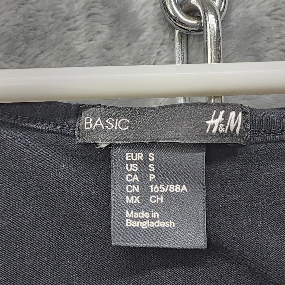 H&M Dress Womens S Black Short Sleeve Scoop Neck Bodycon Mini Stretch Cotton - Image 3 of 4