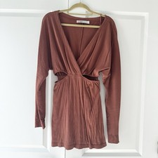 Free People Beach Stasia Cutout Mini Dress Brown Size S