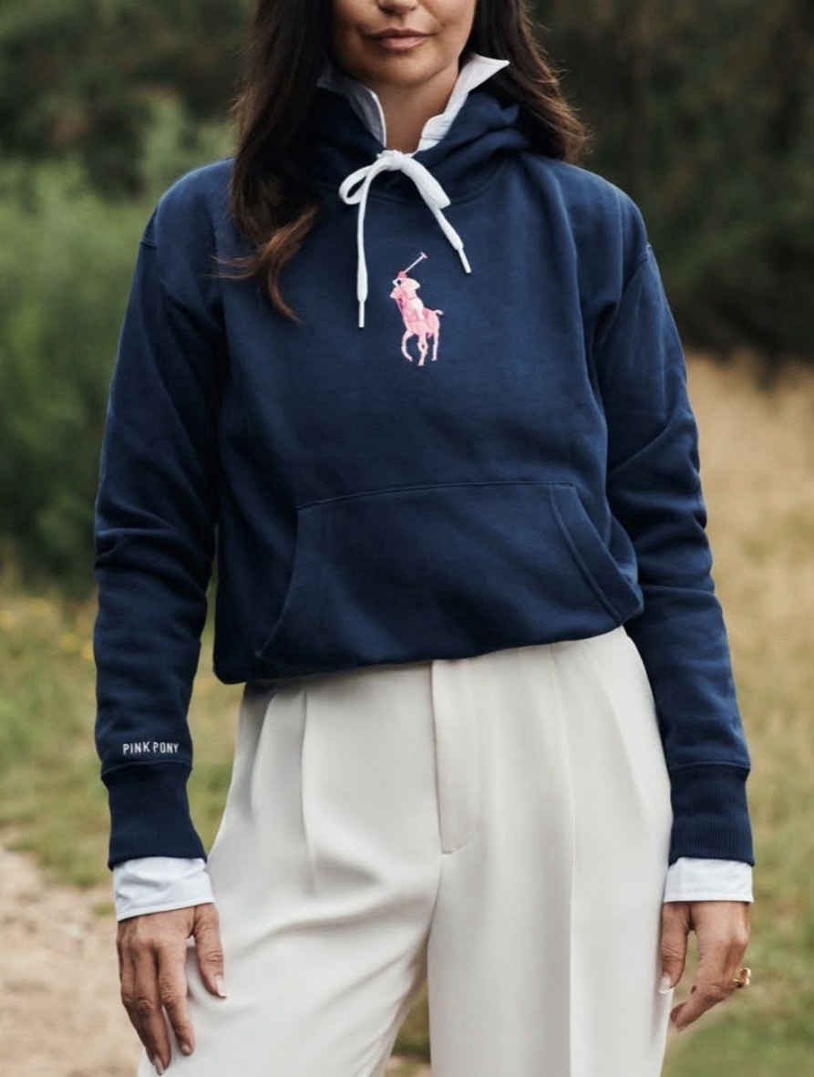 NWT Ralph Lauren Women's Plus Pink Pony Navy Sweatshirt Hoodie Sz