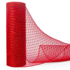 Metallic Mesh Ribbon, 10 Inch x 30 Feet, Red Foil Mesh for Wreaths, Swags  C...