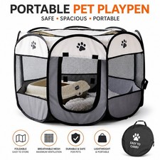 Portable Pet Playpen Foldable Puppy Dog Cat Tent Indoor Outdoor Mesh Pen