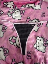 VICTORIA'S SECRET PINK THONG L Pink Stripe Silver Dog Rare 2006 3 Available NWOT