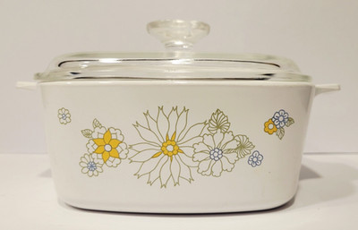 Vtg CorningWare Floral Bouquet Casserole 1 1/2 Qt 3rd Edition w Lid A -1 1/2- B
