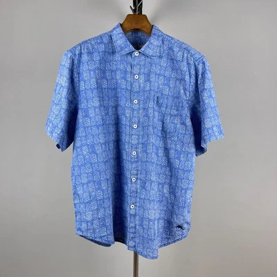 Chemise hawaïenne bleue en lin/coton Tommy Bahama pour homme - taille L - Photo 1/4