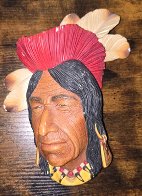 Bossons Chalkware Kopf des indianischen Shawnee Chief Tecumseh