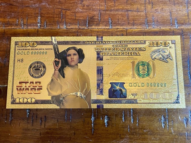 💫 Princess Leia Organa Star Wars $100 24kt Gold Foil Plated Banknote