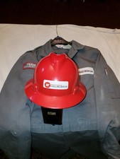 Halliburton oil field "Walls" coveralls and "MSA" hard hat