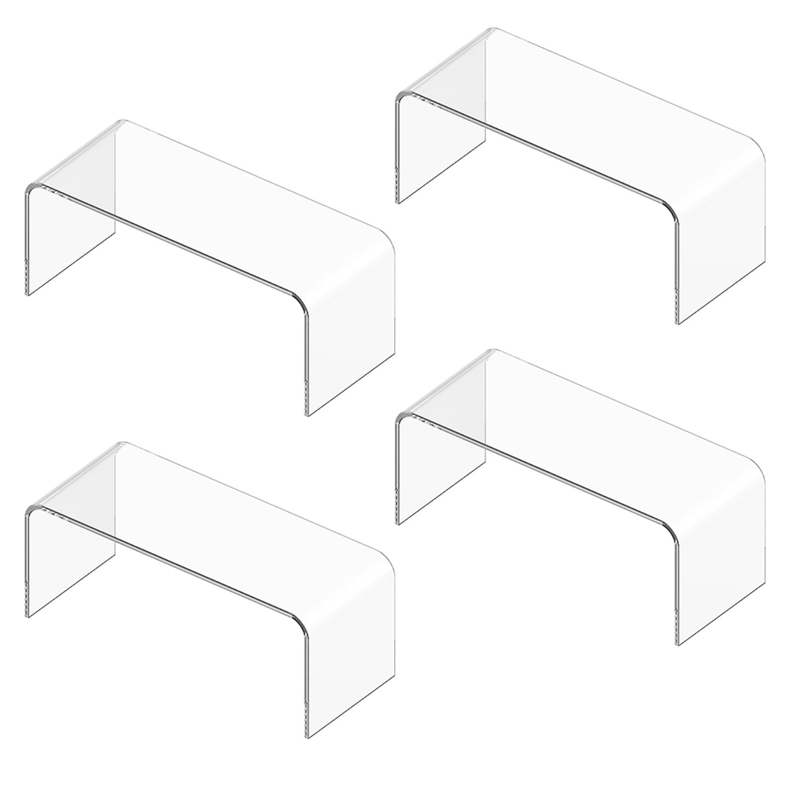 4 Packs Kitchen Cabinet Shelf Organizer, Acrylic Clear Shelf Riser, 5mm Thick...-image