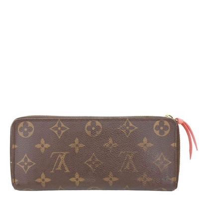 LOUIS VUITTON Clemence Monogram Canvas Zippy Wallet Brown