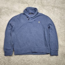 Polo Ralph Lauren Shawl Collar Sweater Men Size Large L/G Blue Casual Fit RL USA