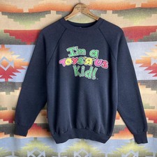 VTG 90s I'm a Toys R Us Kid Dark Gray Pullover Raglan Crewneck Sweatshirt Mens L