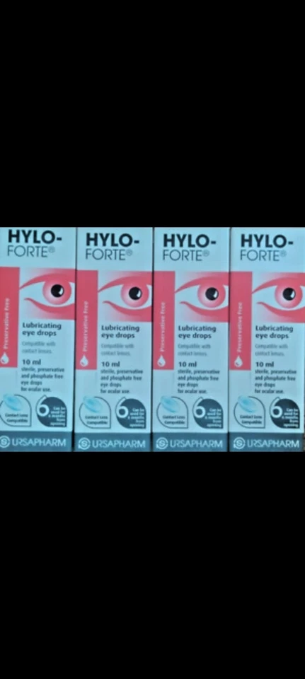 4 x Packs Hylo-Forte 10 ml Lubricating Eye Drops. Free Postage. Use By 02/2028