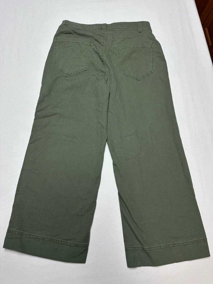 Nwt Old Navy Wide Leg Pants Canvas High Rise Crop Green 6p Stretch Baggy - Image 4 of 4