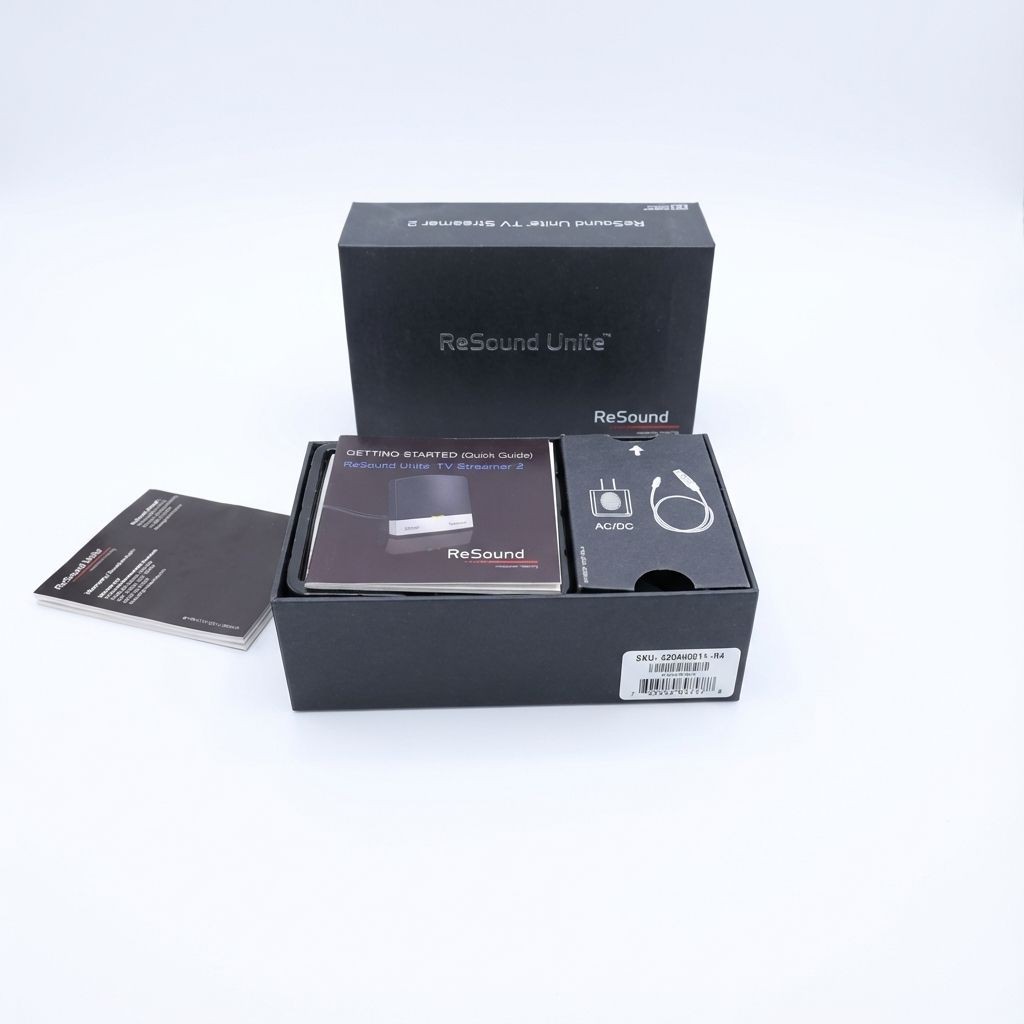 ReSound Unite TV Streamer 2 Hearing Aid Accessory With Box Manuals Cables