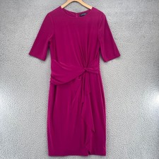Lauren Ralph Lauren Dress Women 8 Pink Sheath 1/2 Sleeve Knot Detail Knee Length