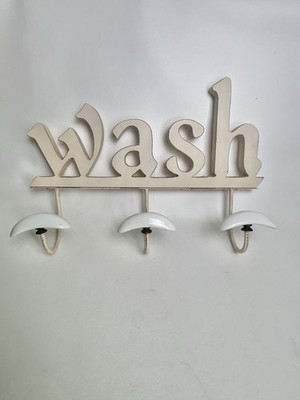 Wandhakenregal ''Wash'', Vintage-Stil Creme Badezimmer/Allzweckaufbewahrung