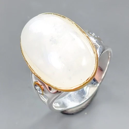 Handmade 25 ct Natural Moonstone Ring 925 Sterling Silver Size 8 /R432658