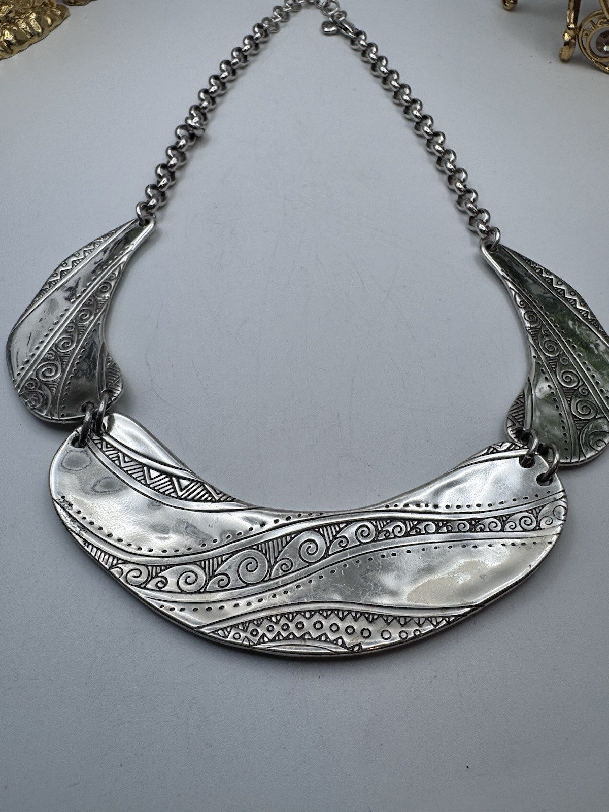 Brighton Cyprus Collar Statement Large Silver Pla… - image 6
