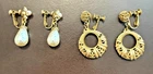 2 Pair Vintage Mariam Haskell Goldtone Screw Back Earrings. One Has Pearl Drop.