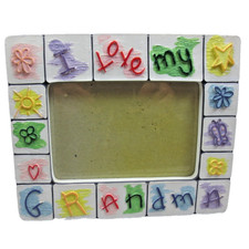 Vintage I Love My Grandma Ceramic Picture Frame