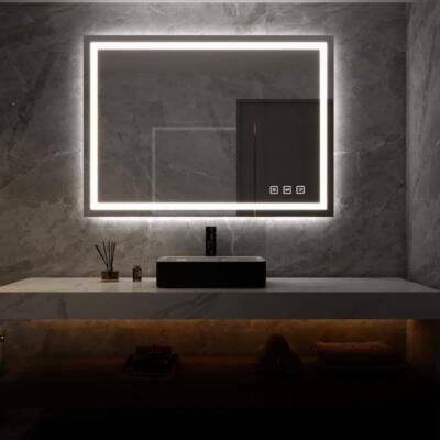 TOOLKISS Vanity Mirror 32''Hx40''W Rectangular Anti-Fog Dimmable Touch Sensor