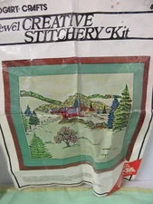 Vogart Crafts Crewel Embroidery Kit 411V Farm in Summer Open 16x20 Started