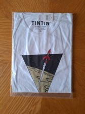BRAND NEW TINTIN SNOWY ROCKET MOON LUNE T-SHIRT WHITE SIZE XL COTTON MOULINSART