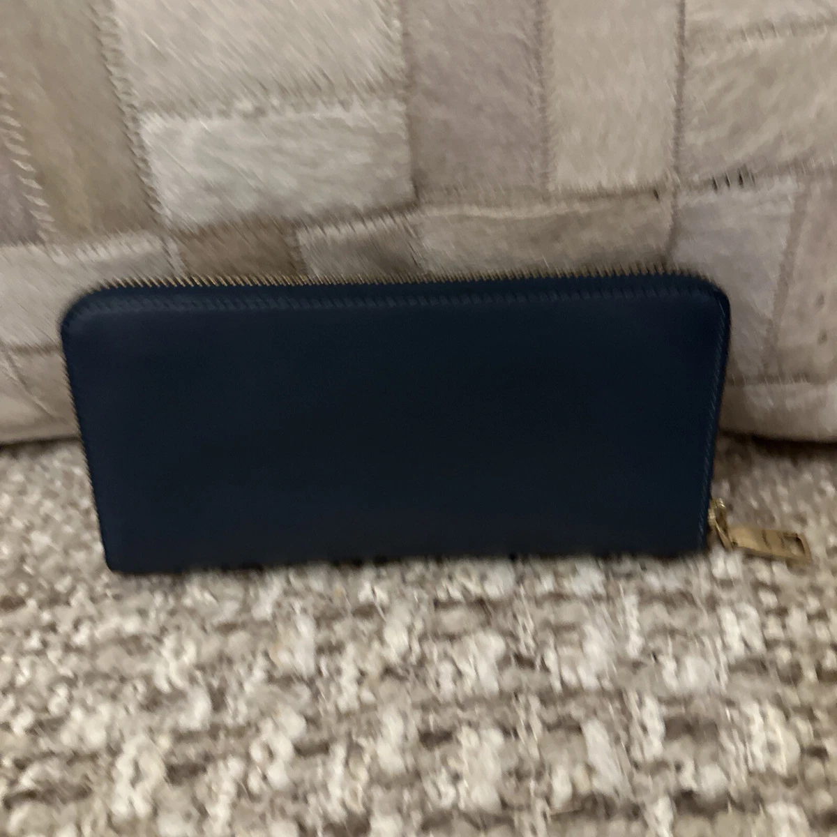 New Coach Smooth Calf Leather Slim Accordion Zip Wallet Purse 