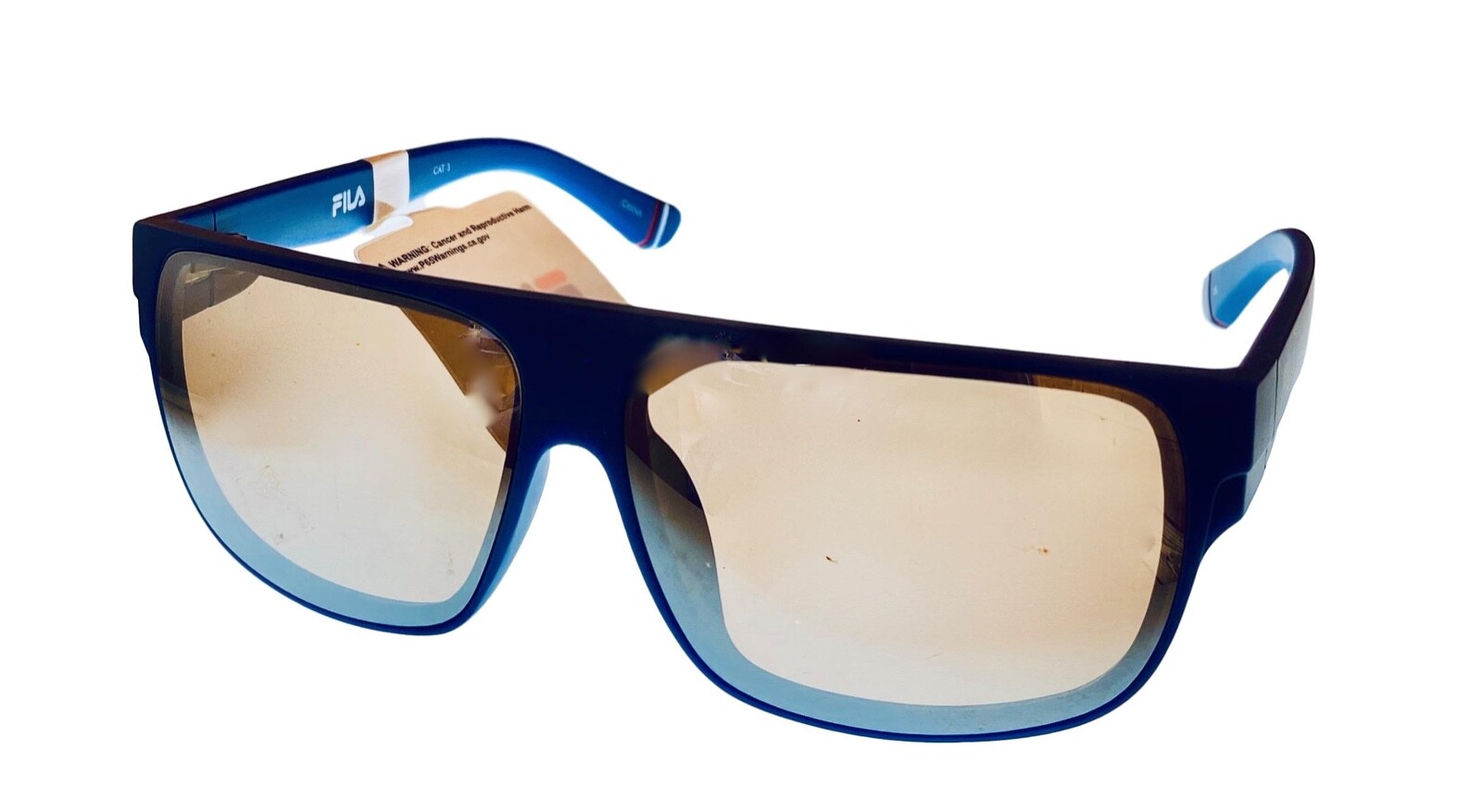 Fila Mens Rectangle Matte Blue Black Sunglass , Silver Flash Lens SF9336  C03X