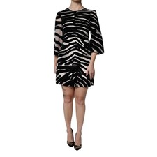 DOLCE & GABBANA Dress Black White Zebra A-line Sheath Mini IT36/US2/XS 2930usd