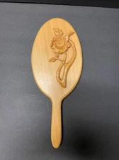 Vintage Hand Carved Wooden Mirror 13.5 x 5.5 Rose on the Vine Cottage Core