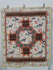 Colorful Baby Quilt Fox Deer Squirl Feathers Arrows Stripes