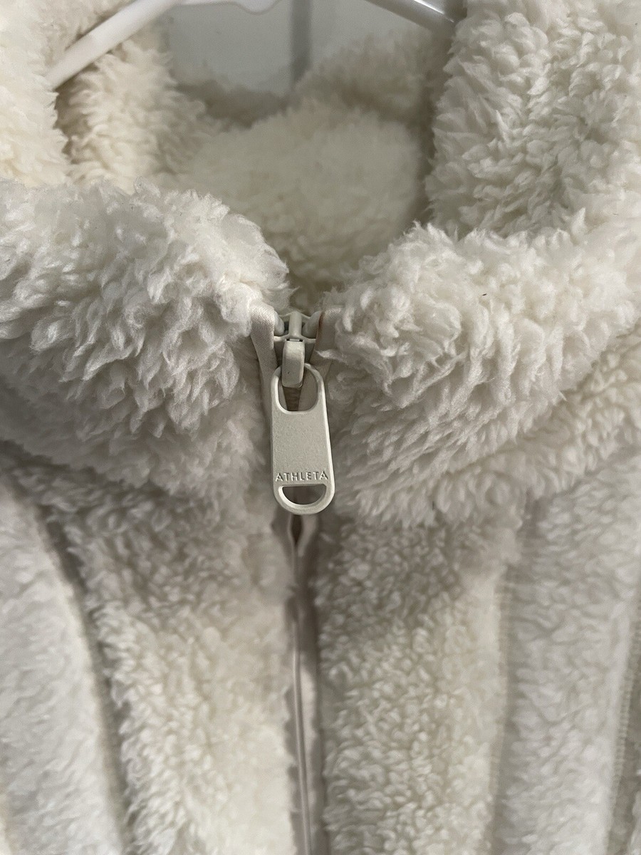 Veste Polaire Sherpa Bomber Athleta - Taille XL - Crème - Léger Défaut - Très Douce Et Chaude