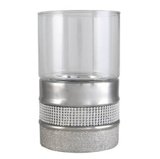 Runde verspiegelte Glas Diamante Sparkle Stumpenkerze / Teelichthalter (18 cm)
