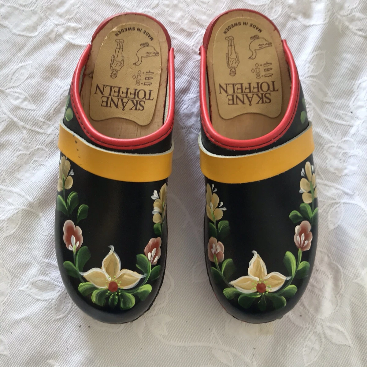 Hand painted swedish clogs clearance