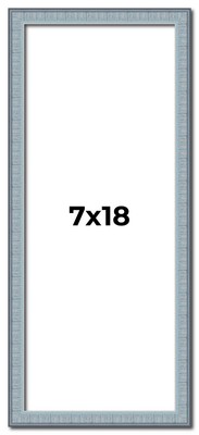 7x18 Frame Blue Scuffed Farm Board Solid Wood Picture Frame Width 0.75 Inches |