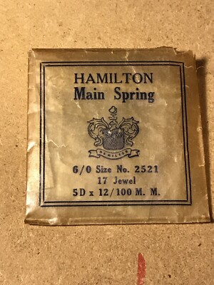 Hamilton Factory Mainspring for 6/0s Hamilton No. 2521 - Steel