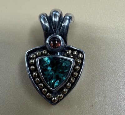 Blue Topaz Sterling Silver/14k 2 Tone Slide--Enhancer Designer SLC