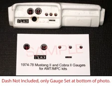 1974 to 1978 FORD MUSTANG II & COBRA II GAUGE FACES - 1/25 scale AMT MPC — READ