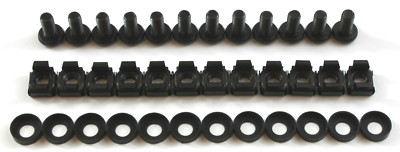 12 x schwarze M6 Rackmontage Muttern & Kunststoffkappenscheiben Pro Audio 19'' Studio Server