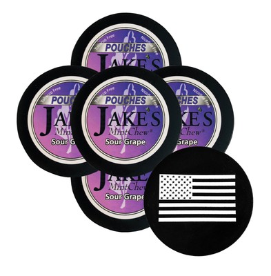 Jake's Mint Herbal Chew Sour Grape Pouches 5 Cans & DC Crafts Can Cover