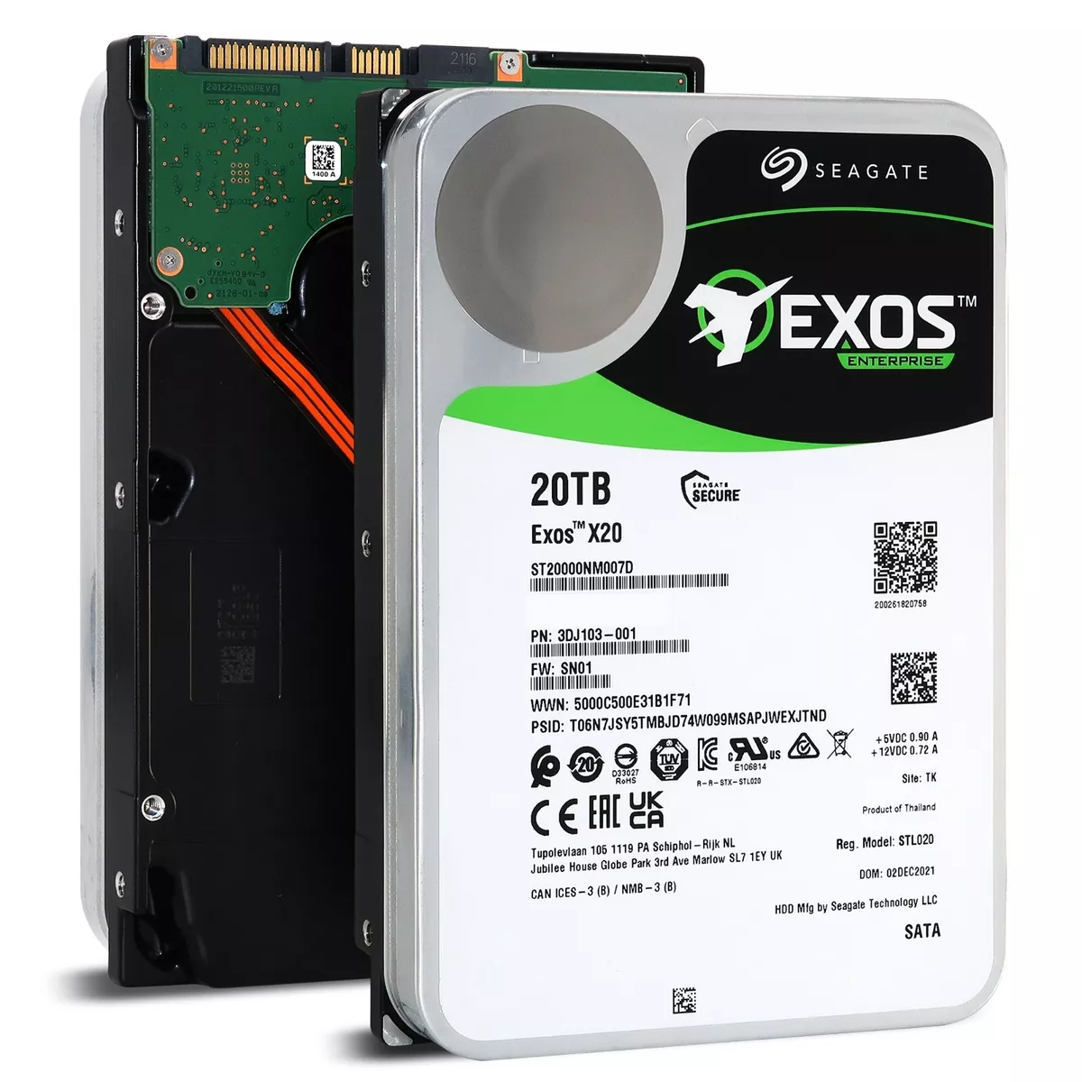 Seagate Exos X20 20TB SATA 6Gb/s 3.5 Enterprise Hard Drive - ST20000NM007D