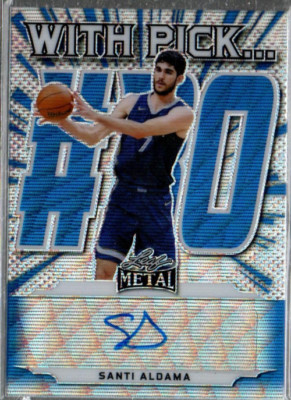 2021-22 Leaf Metal With Pick? Blue Wave #WPSA1 Santi Aldama Auto