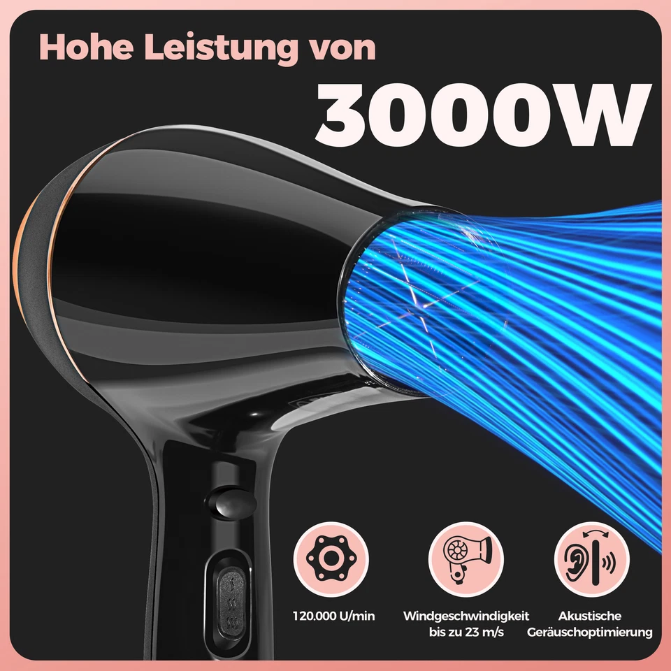 Fön Haartrockner Föhn Profi Haarföhn Trockner Haare Dryer Haarfön Diffusor 3000W - Bild 4 von 4