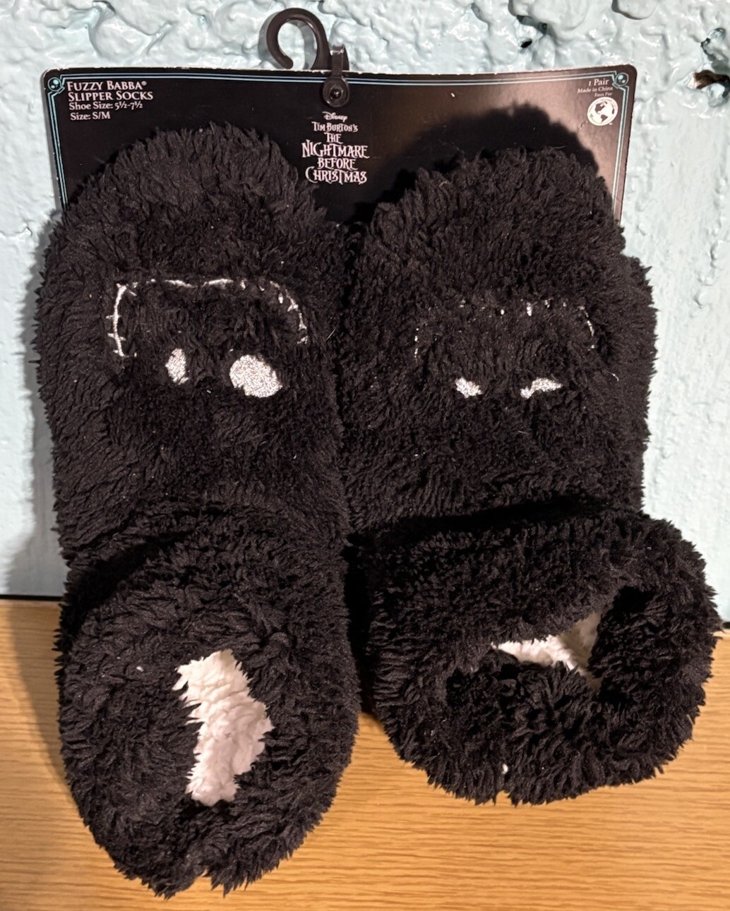 APL The Nightmare Before Christmas Calzini Ciabatte Fuzzy Babba Donna S M 5.5 7.5 Nuovi con etichette