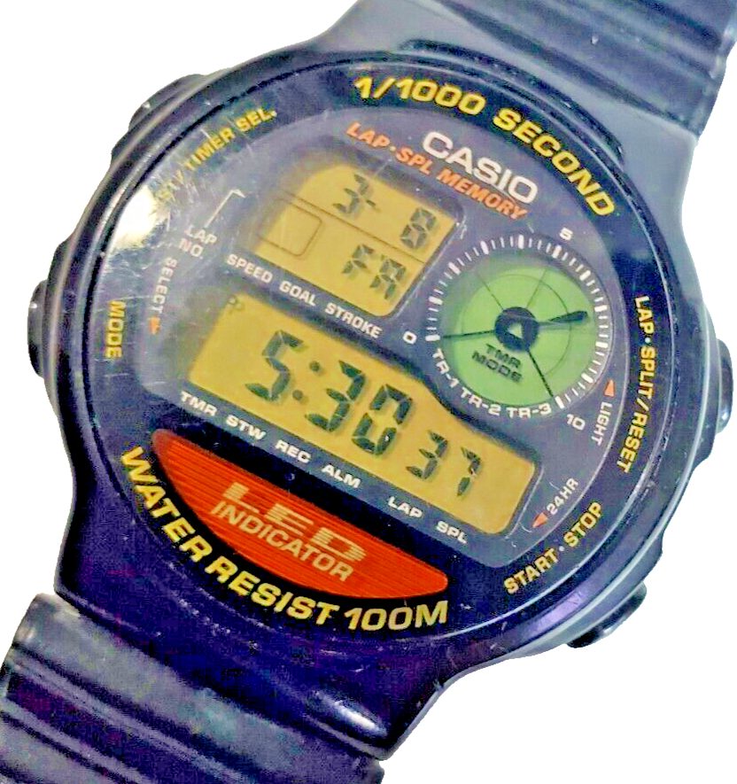 Vintage Casio LED-10 1026 1/1000 sec LAP SPL MEMORY Digital Watch